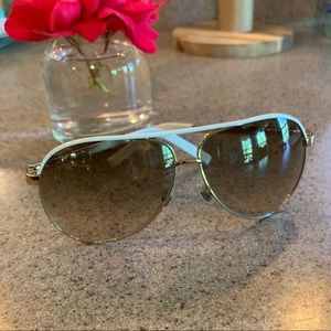 Gucci Classic Aviator Sunglasses ~ Wht/Gold ~ Brown Gradient Tint ~  GG 1827/S